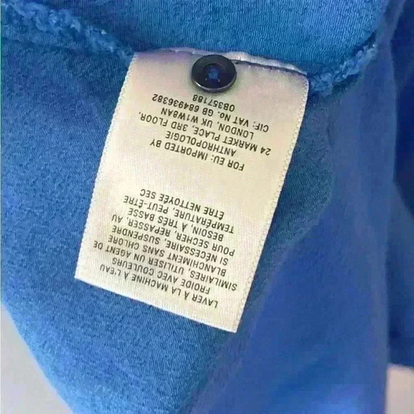 Anthropologie Maeve Lene Faux Wrap Blue Dress Size Medium Rayon/Viscose - Picture 8 of 9